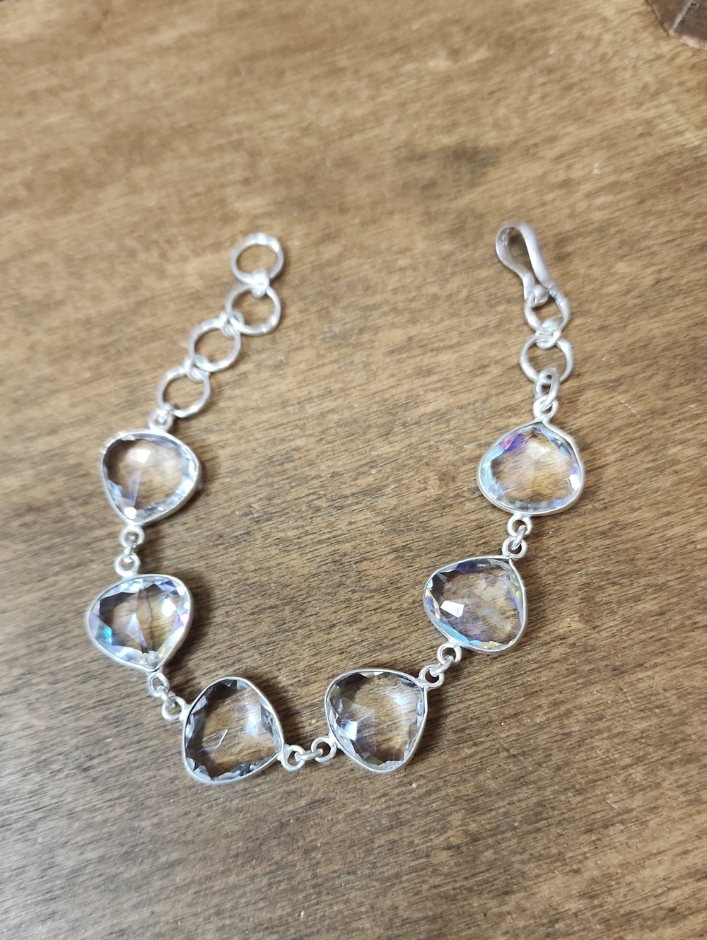 Clear Crystal Link Bracelet - White